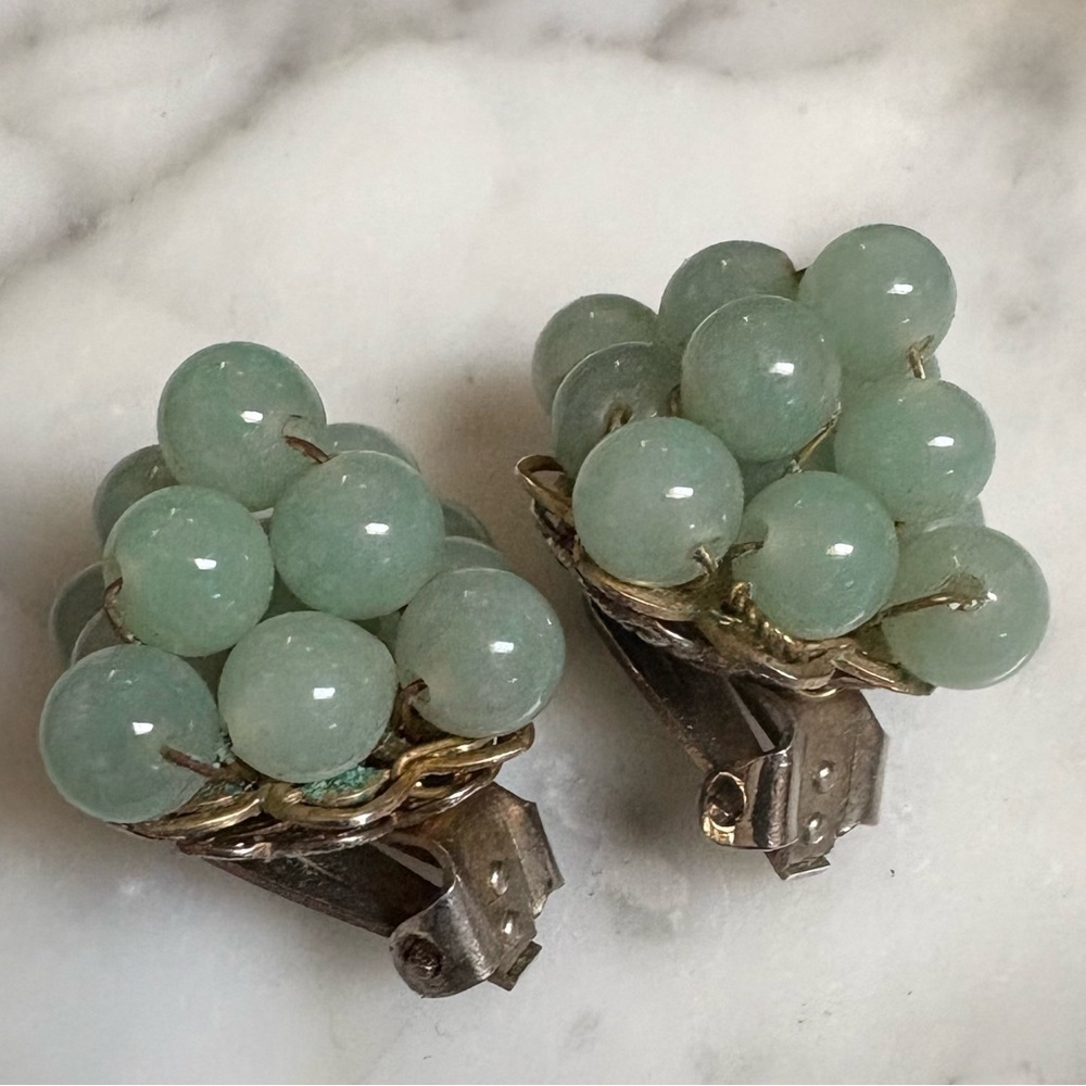 Vintage Green Cluster Earrings - Picture 7 of 16